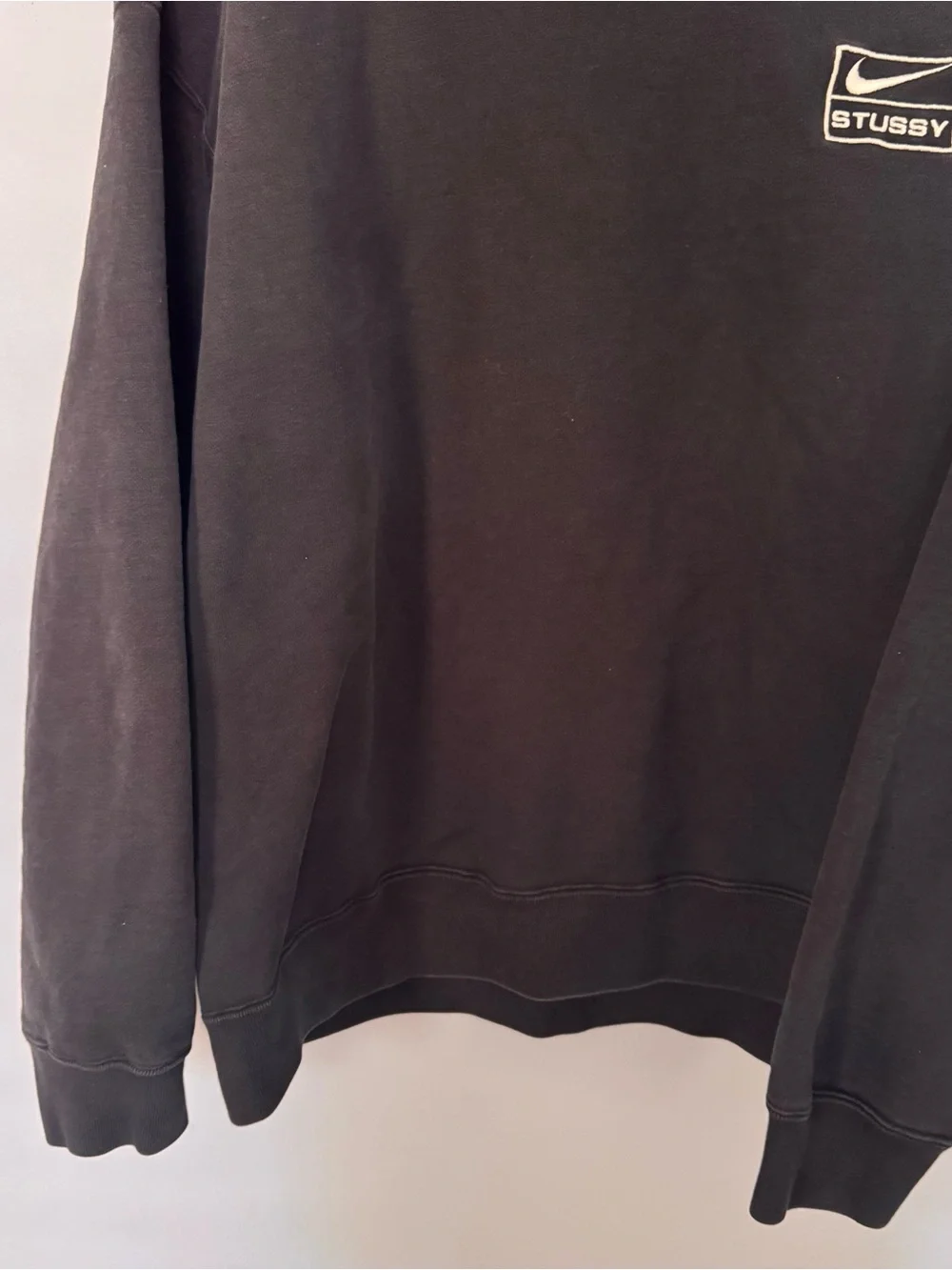 Nike x Stüssy Fleece Crewneck Sweatshirt Black Size XL Embroidered Logo